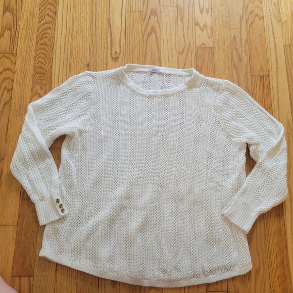 Avon Womens White Textured Knit Sweater 1x with Button Details - Picture 3 of 6